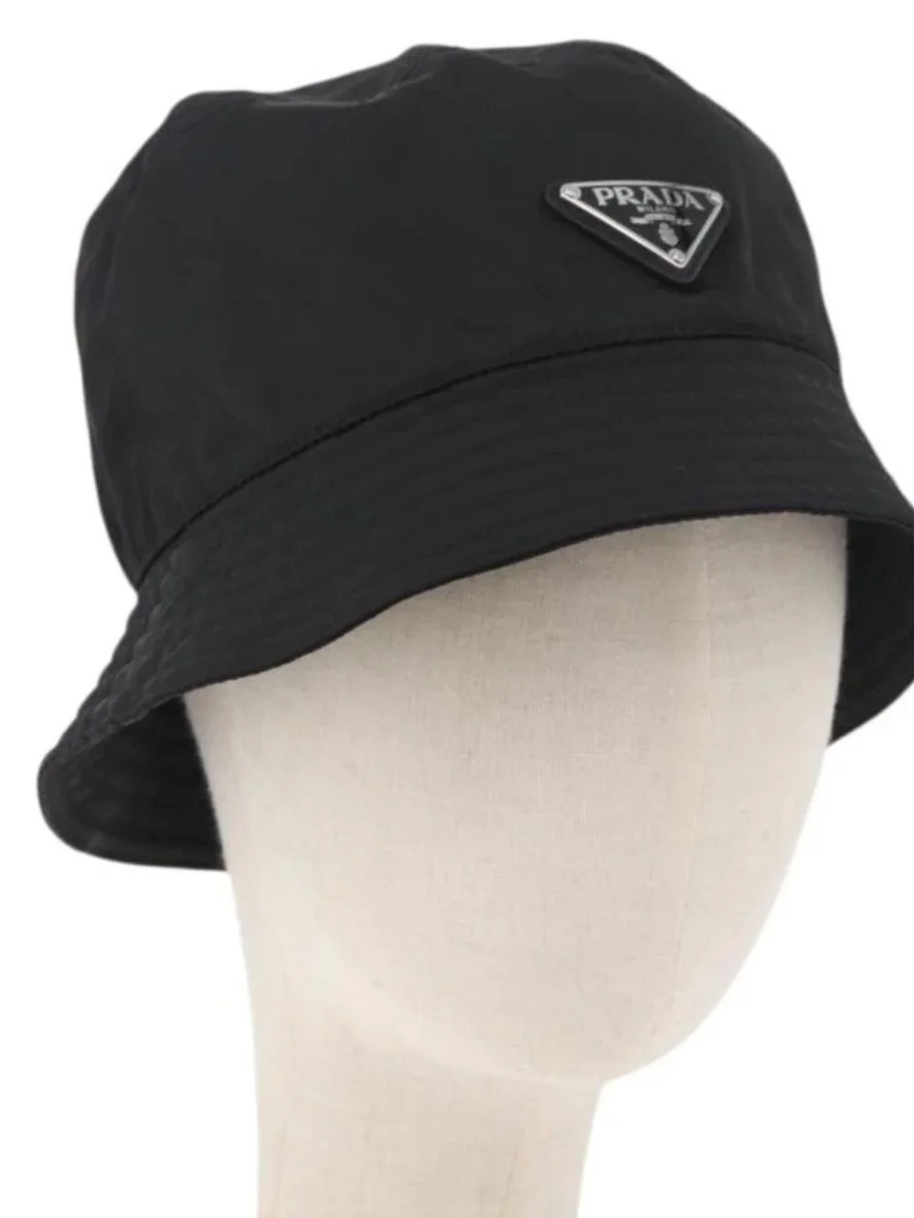 PRADA Hat Nylon M Black Auth 181375M